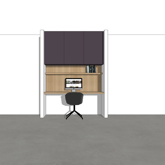 Houtmerk - Kast Flex 02 - Bovenkasten met bureaublad en achterwand Kastcombinatie Houtmerk