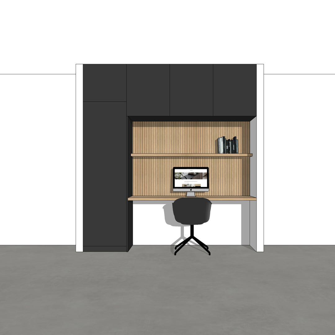 Houtmerk - Kast Flex 03 - Hoge kast met bureaublad en achterwand Kastcombinatie Houtmerk