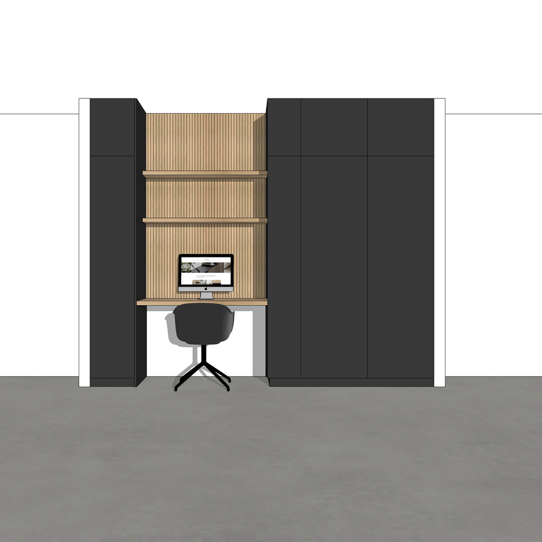 Houtmerk - Kast Flex 06 - Hoge kast met bureaublad en achterwand Kastcombinatie Houtmerk