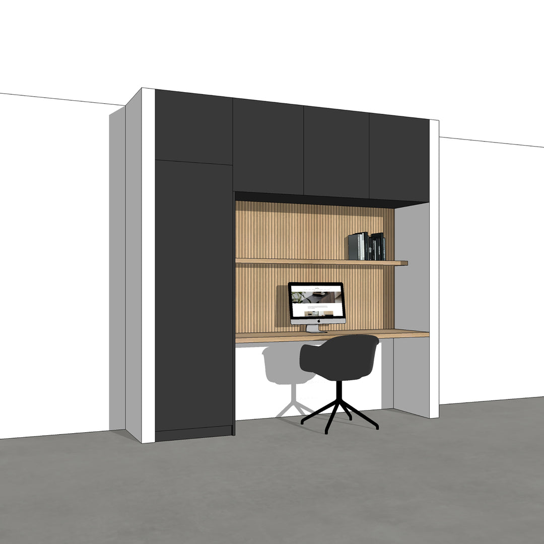 Houtmerk - Kast Flex 03 - Hoge kast met bureaublad en achterwand Kastcombinatie Houtmerk