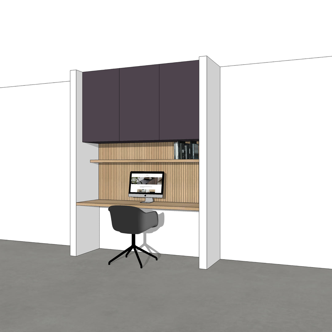 Houtmerk - Kast Flex 02 - Bovenkasten met bureaublad en achterwand Kastcombinatie Houtmerk