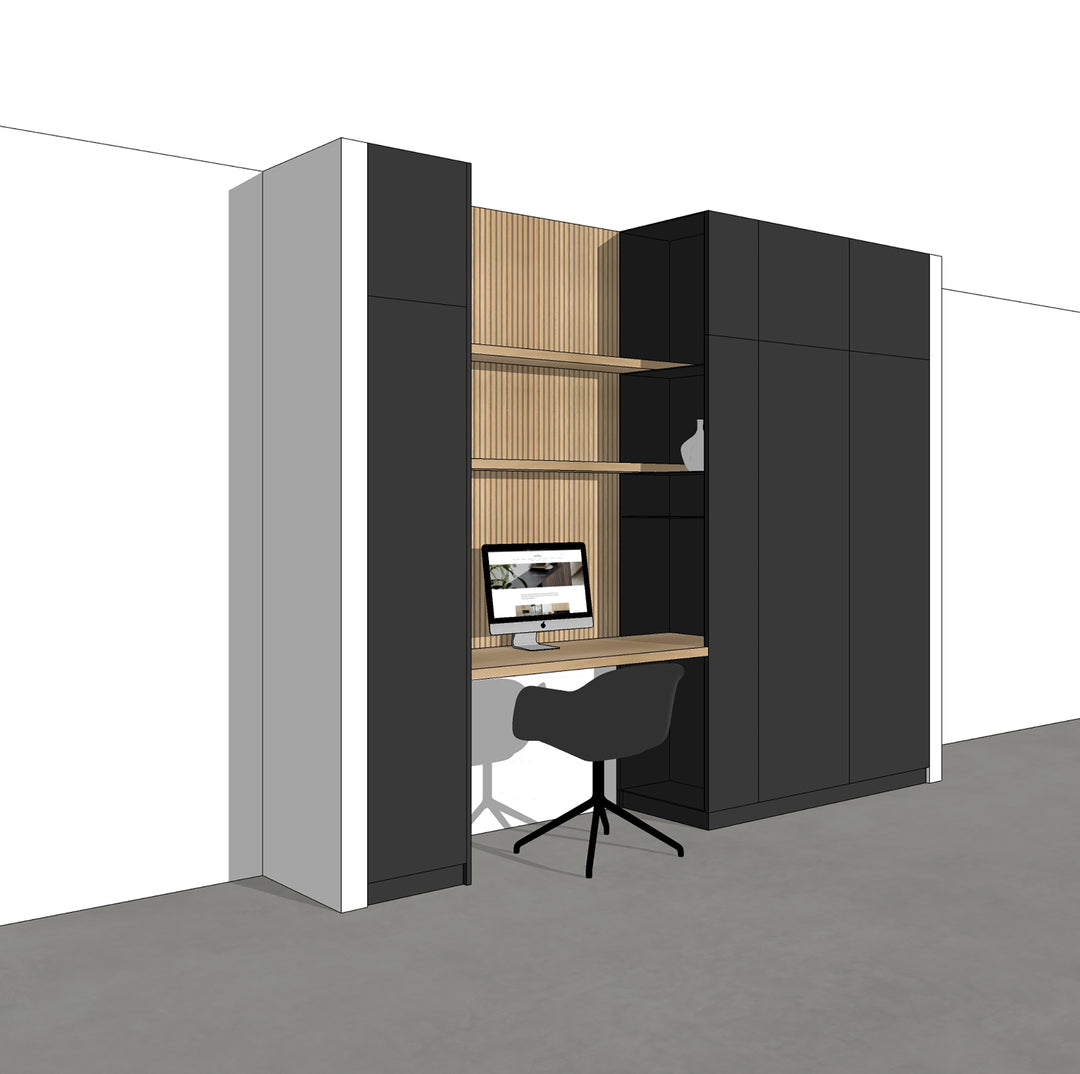 Houtmerk - Kast Flex 06 - Hoge kast met bureaublad en achterwand Kastcombinatie Houtmerk