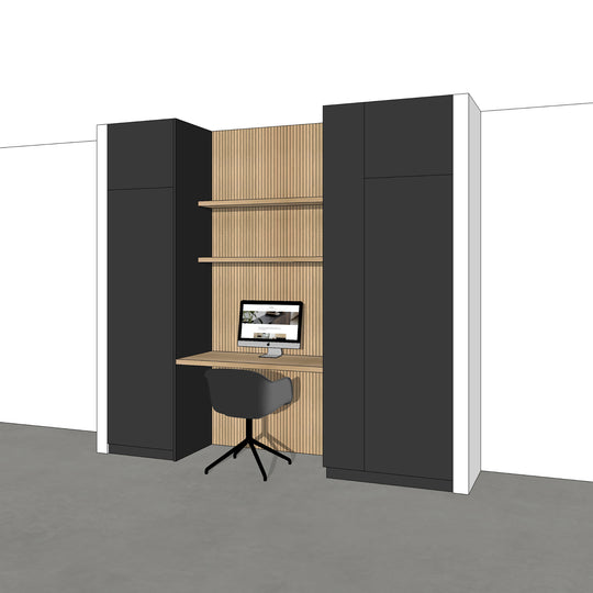 Houtmerk - Kast Flex 05 - Hoge kast met bureaublad en achterwand Kastcombinatie Houtmerk