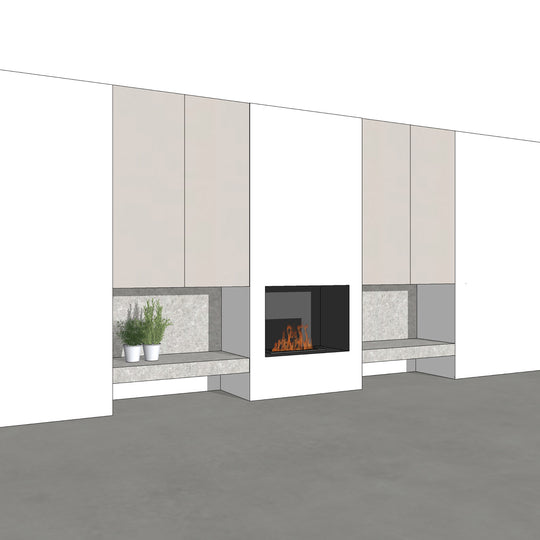Houtmerk - Kast Fumo 03 - Hoge kastenwand voor haard Kastcombinatie Houtmerk