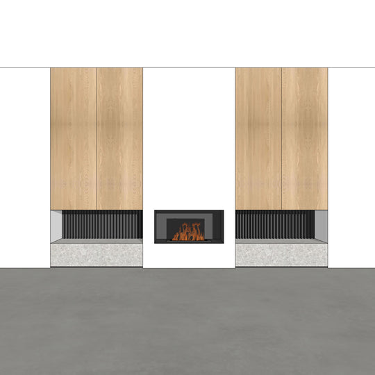Houtmerk - Kast Fumo 01 - Hoge kastenwand voor haard Kastcombinatie Houtmerk