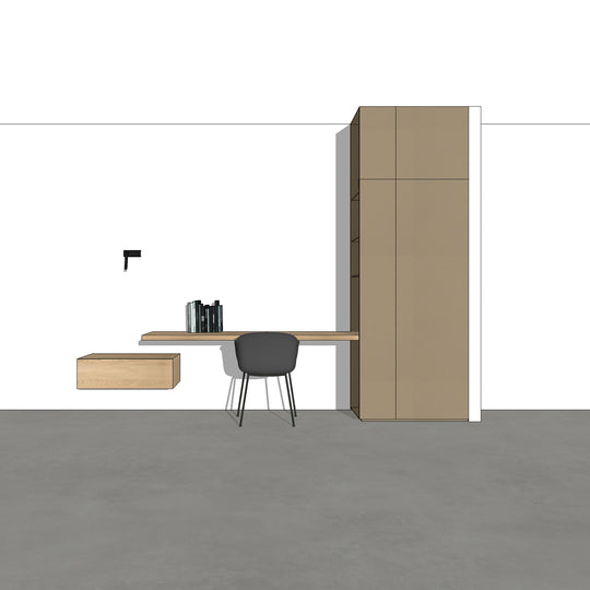 Houtmerk - Kast Duna 01 - Hoge kast met Spatio vak en bureaublad Kastcombinatie Houtmerk