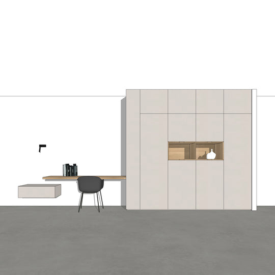 Houtmerk - Kast Duna 03 - Hoge kast met Spatio vak en bureaublad Kastcombinatie Houtmerk