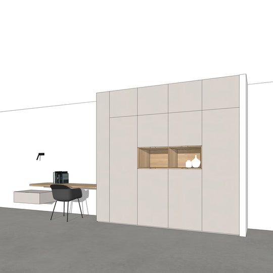 Houtmerk - Kast Duna 03 - Hoge kast met Spatio vak en bureaublad Kastcombinatie Houtmerk