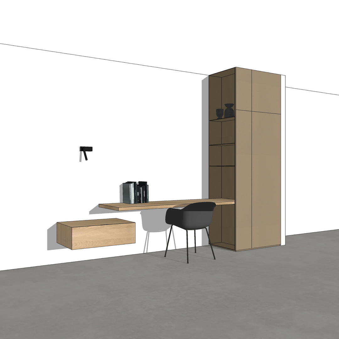Houtmerk - Kast Duna 01 - Hoge kast met Spatio vak en bureaublad Kastcombinatie Houtmerk