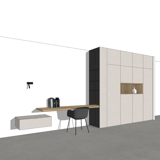 Houtmerk - Kast Duna 03 - Hoge kast met Spatio vak en bureaublad Kastcombinatie Houtmerk