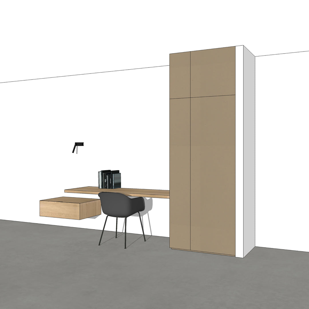 Houtmerk - Kast Duna 01 - Hoge kast met Spatio vak en bureaublad Kastcombinatie Houtmerk