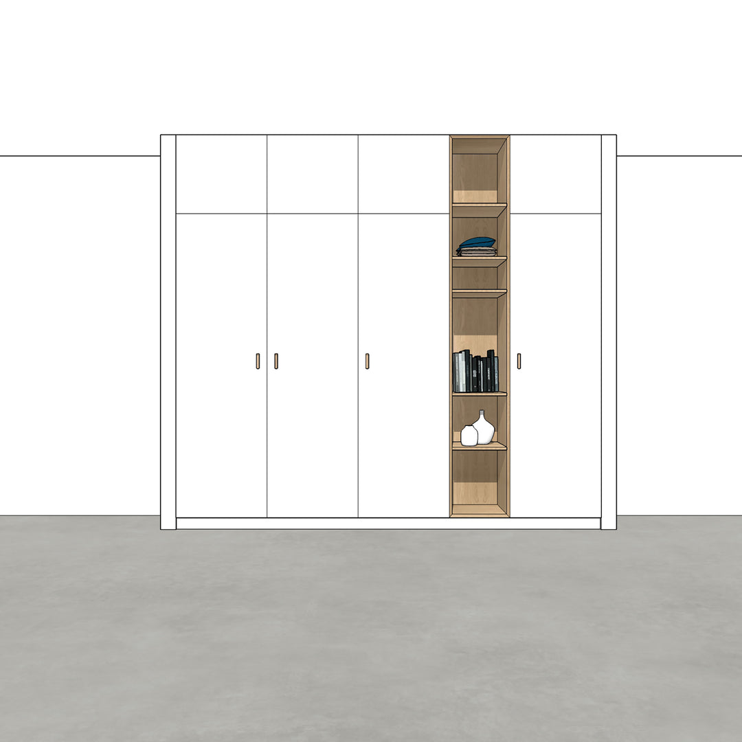 Houtmerk - Kast Lusso 01 - Hoge kast met houten Spatio vak Kastcombinatie Houtmerk