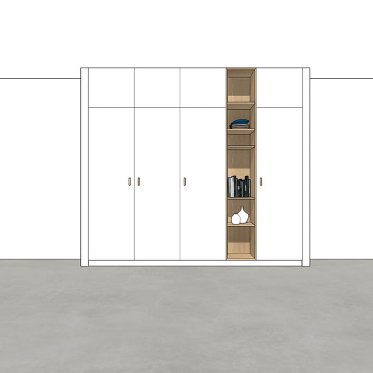 Houtmerk - Kast Lusso 01 - Hoge kast met houten Spatio vak Kastcombinatie Houtmerk