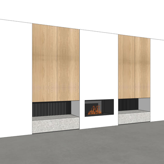 Houtmerk - Kast Fumo 01 - Hoge kastenwand voor haard Kastcombinatie Houtmerk