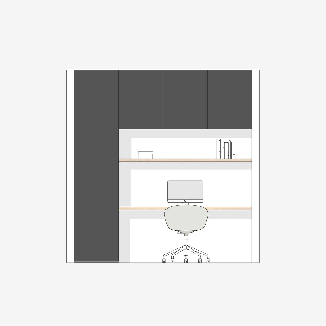 Houtmerk Domus® - Kastenwand Flex met werkplek - Massief hout met Arpa Fenix Kasten Houtmerk