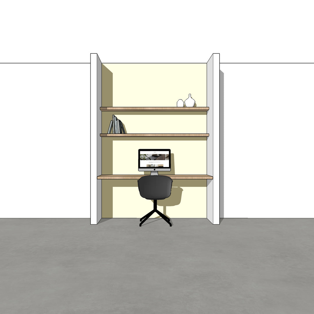 Houtmerk - Kast Flex 04 - Bureaublad met wandplanken Kastcombinatie Houtmerk