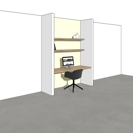 Houtmerk - Kast Flex 04 - Bureaublad met wandplanken Kastcombinatie Houtmerk