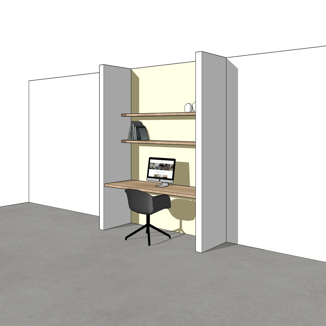 Houtmerk - Kast Flex 04 - Bureaublad met wandplanken Kastcombinatie Houtmerk