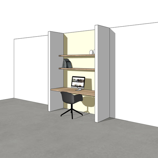 Houtmerk - Kast Flex 04 - Bureaublad met wandplanken Kastcombinatie Houtmerk