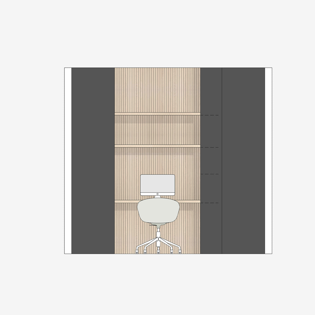 Houtmerk Domus® - Kastenwand Flex met werkplek - Massief hout met Arpa Fenix Kasten Houtmerk