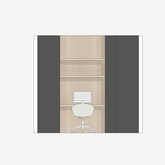 Houtmerk Domus® - Kastenwand Flex met werkplek - Massief hout met Arpa Fenix Kasten Houtmerk