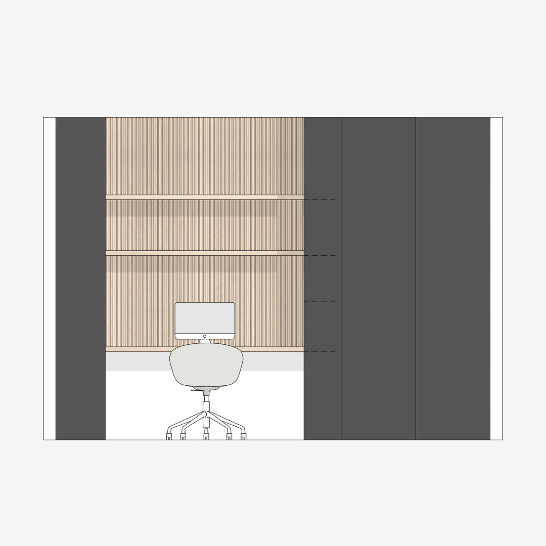 Houtmerk Domus® - Kastenwand Flex met werkplek - Massief hout met Arpa Fenix Kasten Houtmerk