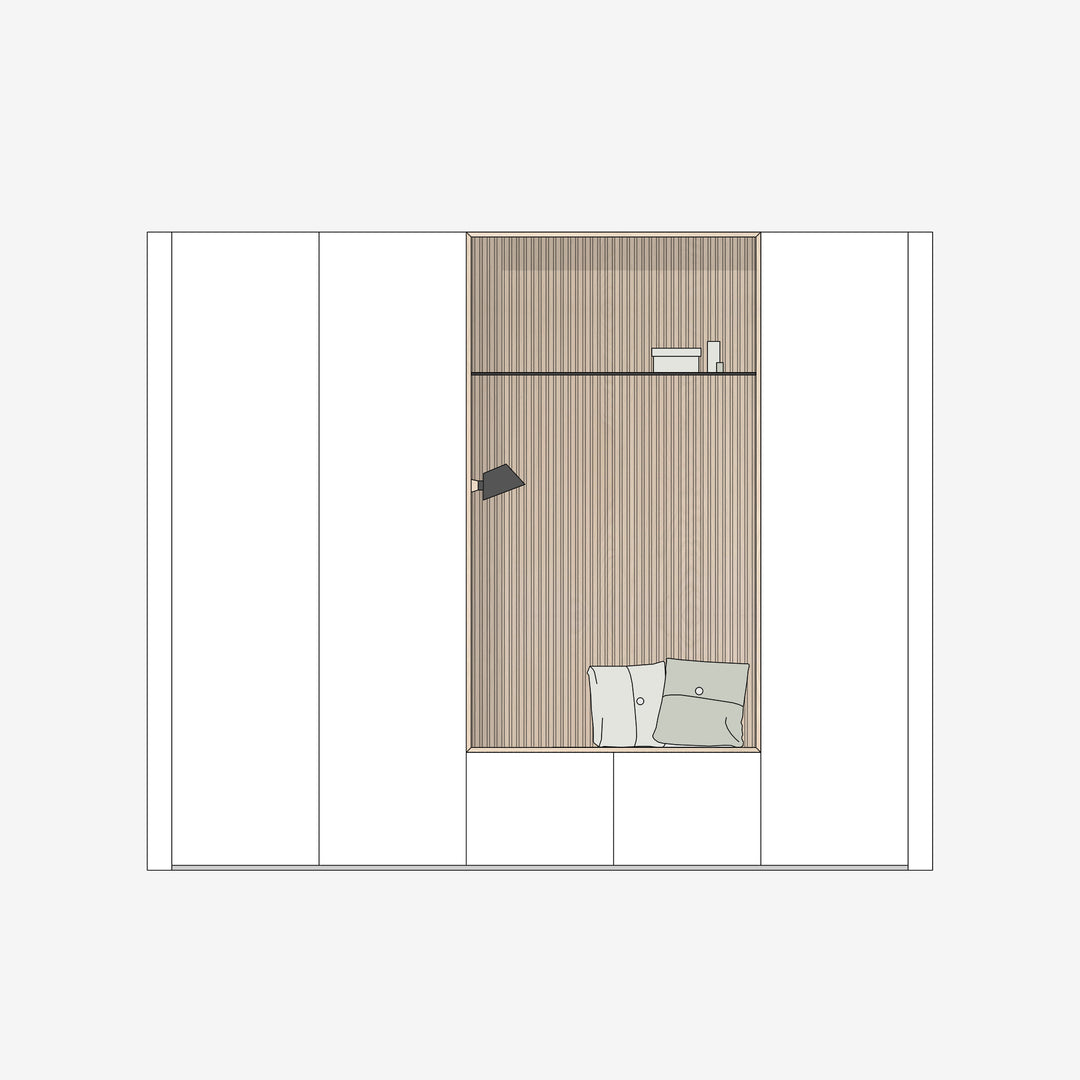Houtmerk - Witte MDF Stollenwand - Overschilderbaar maatwerk Keukens Houtmerk