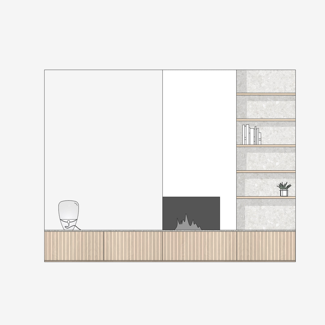 Houtmerk Domus® - Haardmeubel Forno 03 - Arpa Fenix met Concreto steen Kasten Houtmerk