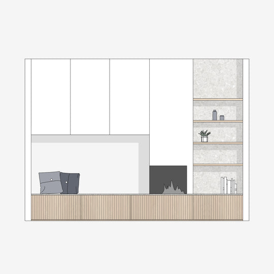 Houtmerk Domus® - Haardmeubel Forno 03 - Arpa Fenix met Concreto steen Kasten Houtmerk