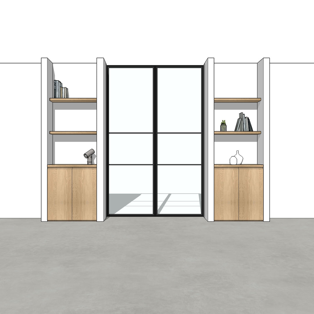 Houtmerk - En Suite Kast Porta 01 - Kasten en stalen schuifdeuren Kastcombinatie Houtmerk