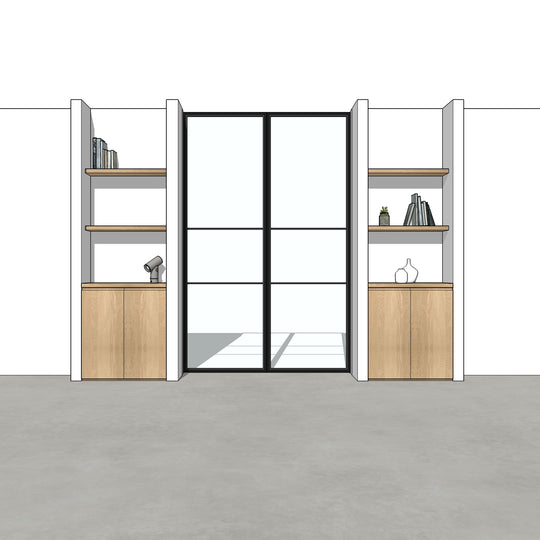 Houtmerk - En Suite Kast Porta 01 - Kasten en stalen schuifdeuren Kastcombinatie Houtmerk