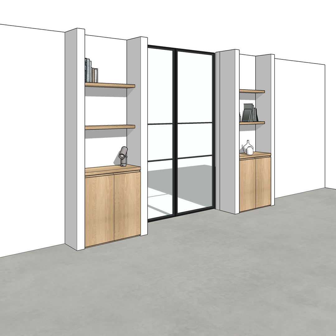 Houtmerk - En Suite Kast Porta 01 - Kasten en stalen schuifdeuren Kastcombinatie Houtmerk