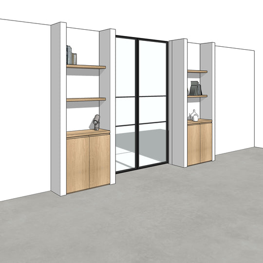 Houtmerk - En Suite Kast Porta 01 - Kasten en stalen schuifdeuren Kastcombinatie Houtmerk