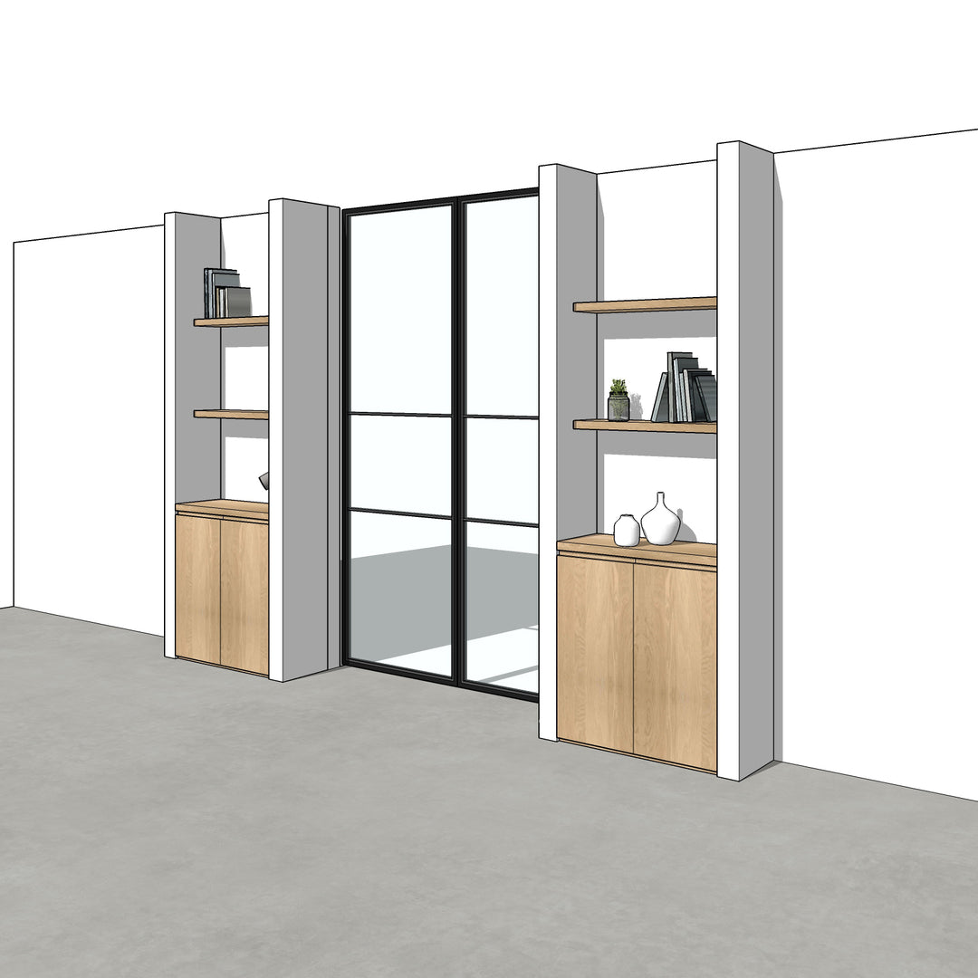 Houtmerk - En Suite Kast Porta 01 - Kasten en stalen schuifdeuren Kastcombinatie Houtmerk