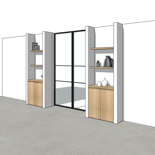 Houtmerk - En Suite Kast Porta 01 - Kasten en stalen schuifdeuren Kastcombinatie Houtmerk