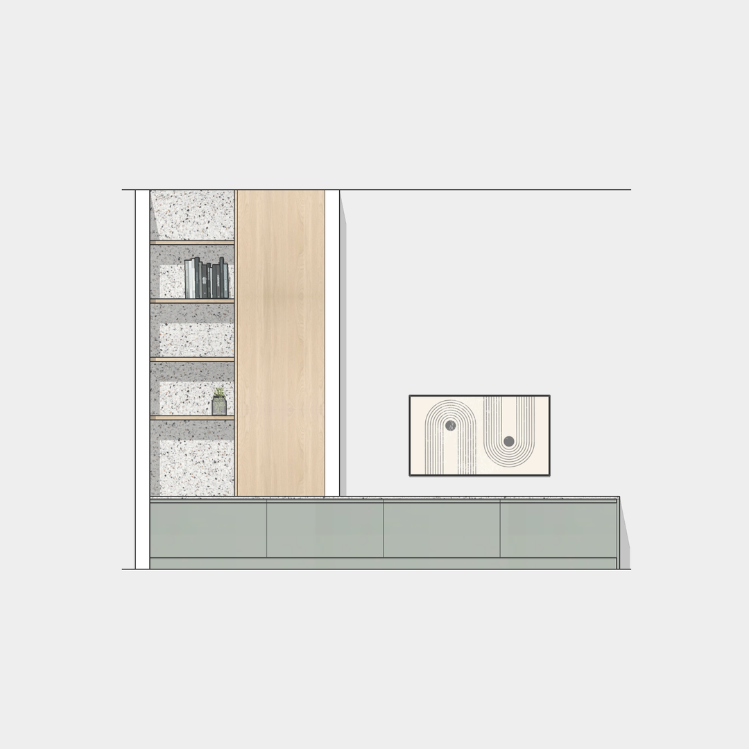 Houtmerk - Kast Argo 01 - Hoge kast met diepe ladekast Kastcombinatie Houtmerk   