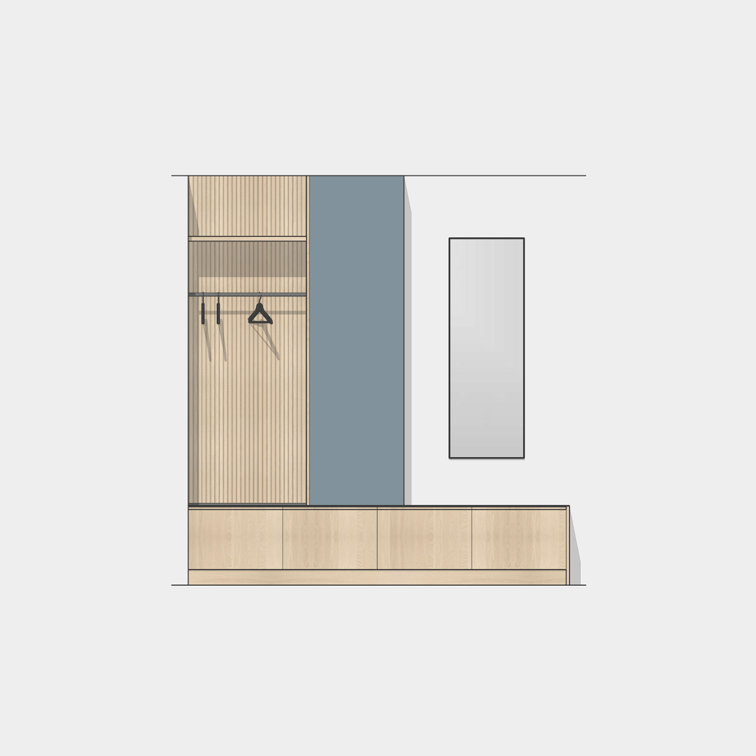 Houtmerk - Kast Argo 02 - Hoge kast met diepe ladekast Kastcombinatie Houtmerk