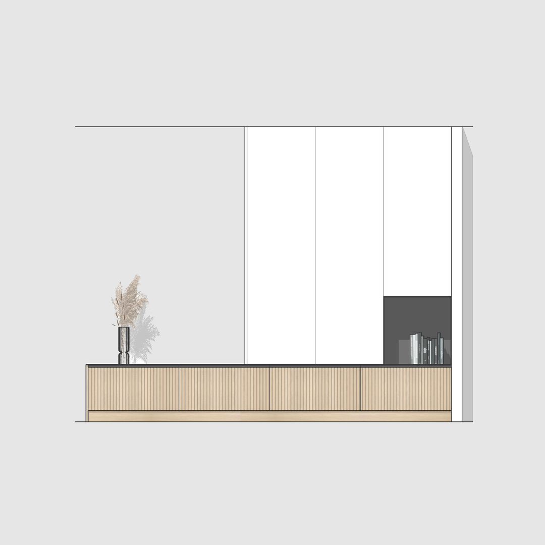 Houtmerk - Kast Argo 03 - Hoge kast met diepe ladekast Kastcombinatie Houtmerk