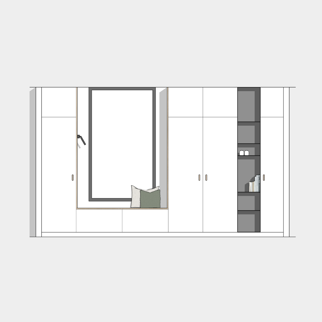 Houtmerk - Kast Buco 03 - Hoge kast met nis en zitelement Kastcombinatie Houtmerk