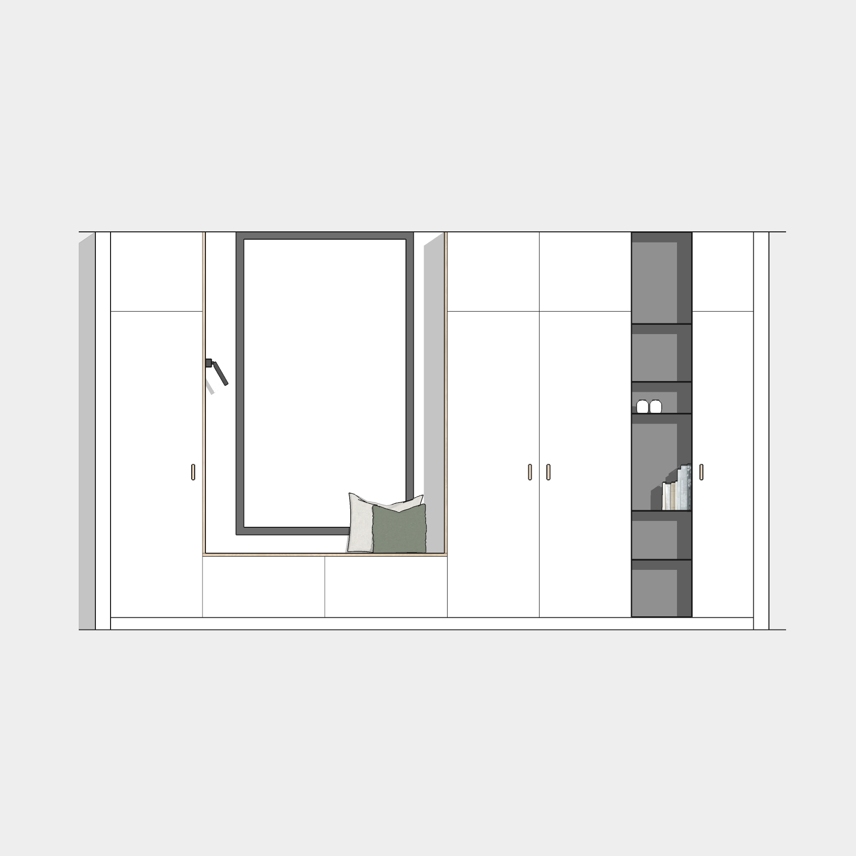 Houtmerk - Kast Buco 03 - Hoge kast met nis en zitelement Kastcombinatie Houtmerk