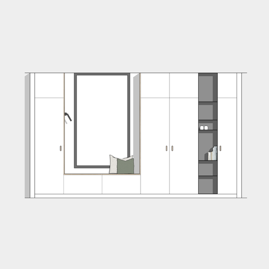 Houtmerk - Kast Buco 03 - Hoge kast met nis en zitelement Kastcombinatie Houtmerk