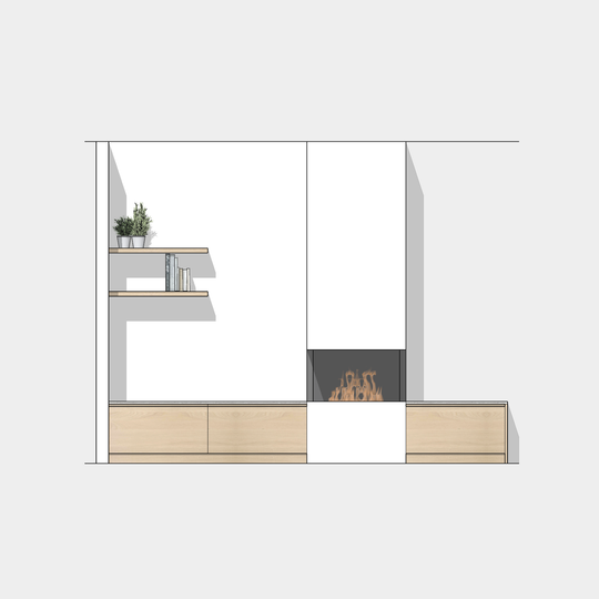 Houtmerk - Kast Duet 01 - Haardmeubel of Zitkast met lades Kastcombinatie Houtmerk