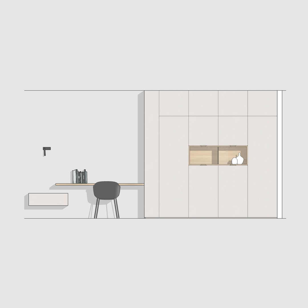 Houtmerk - Kast Duna 03 - Hoge kast met Spatio vak en bureaublad Kastcombinatie Houtmerk