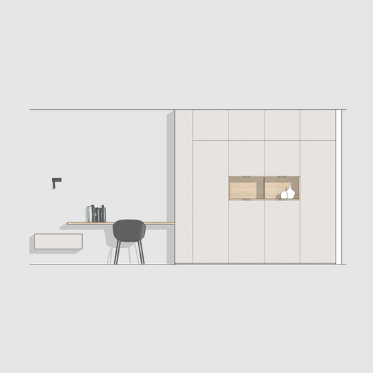 Houtmerk - Kast Duna 03 - Hoge kast met Spatio vak en bureaublad Kastcombinatie Houtmerk