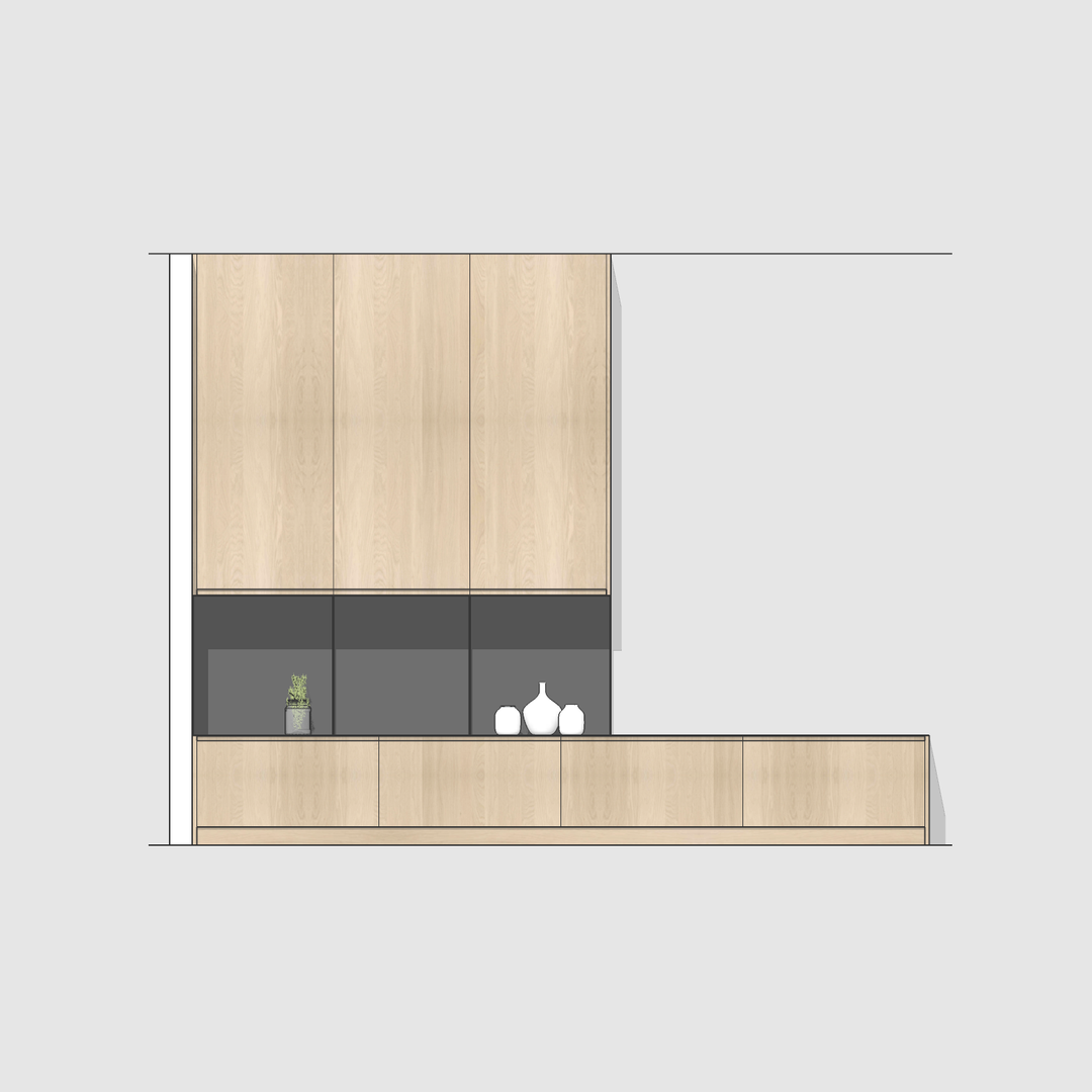 Houtmerk - Kast Ferro 02 - Hoge kast met verlengde ladekast Kastcombinatie Houtmerk
