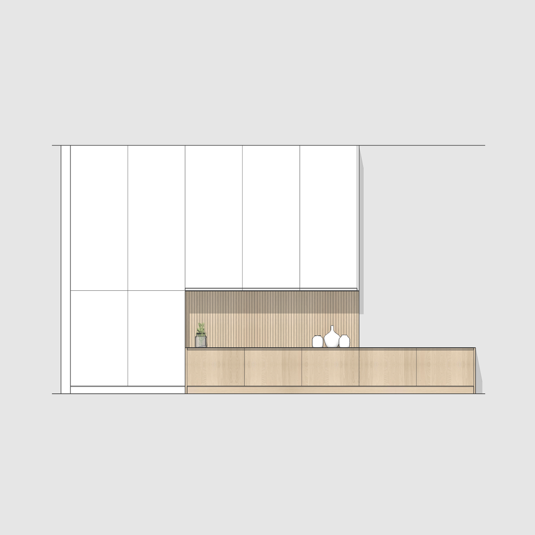 Houtmerk - Kast Ferro 03 - Hoge kast met verlengde ladekast Kastcombinatie Houtmerk
