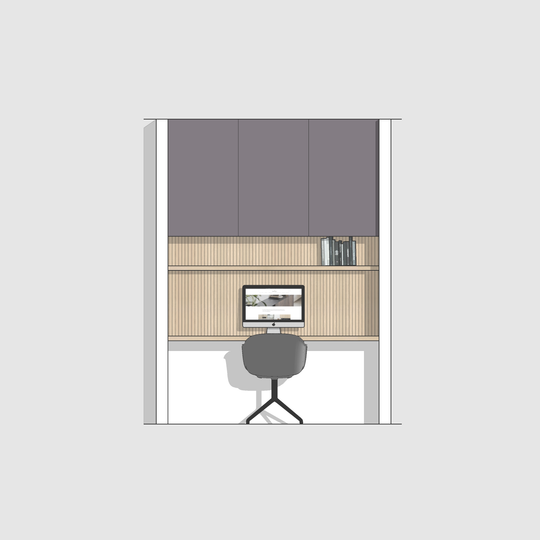 Houtmerk - Kast Flex 02 - Bovenkasten met bureaublad en achterwand Kastcombinatie Houtmerk