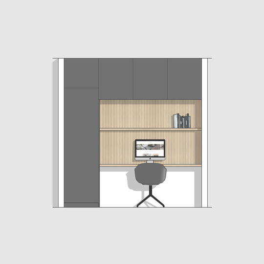Houtmerk - Kast Flex 03 - Hoge kast met bureaublad en achterwand Kastcombinatie Houtmerk