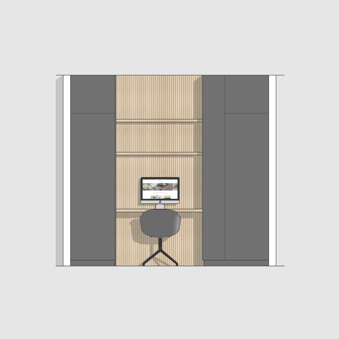 Houtmerk - Kast Flex 05 - Hoge kast met bureaublad en achterwand Kastcombinatie Houtmerk