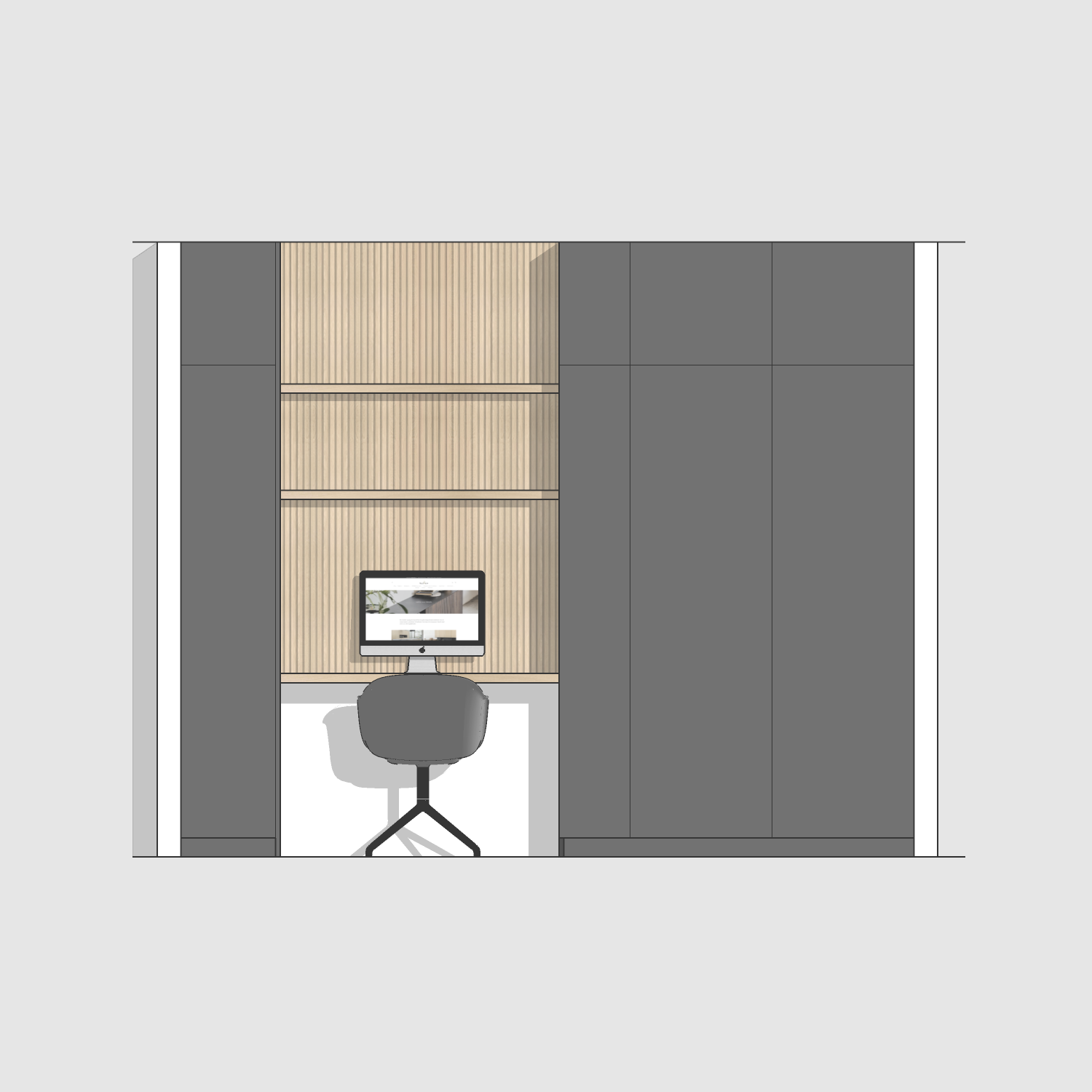 Houtmerk - Kast Flex 06 - Hoge kast met bureaublad en achterwand Kastcombinatie Houtmerk
